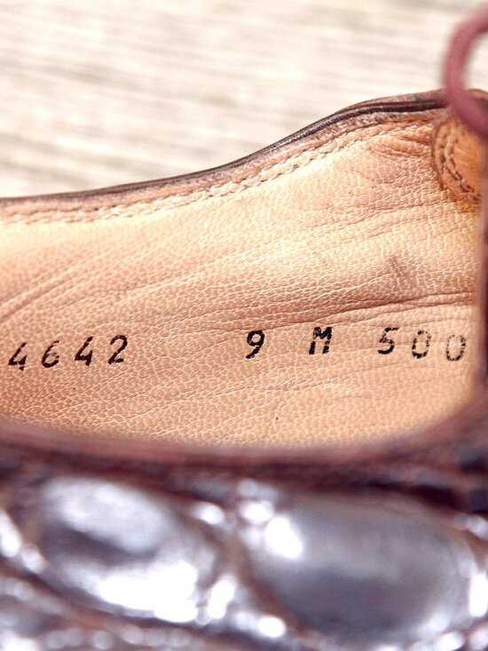Mens Burgundy Crocodile-Print Leather Dress Oxfords main image 14